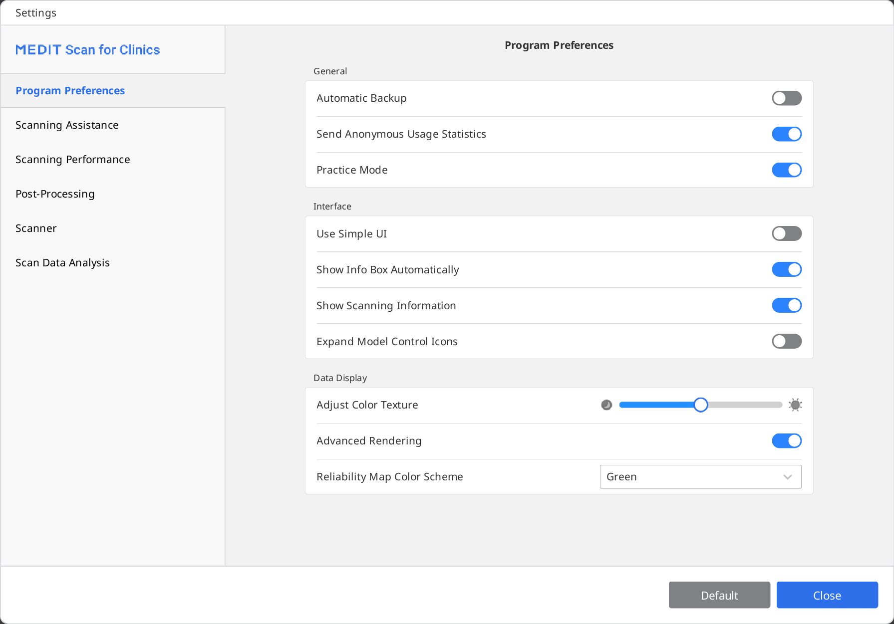 [Medit Scan for Clinics v.1.11.0] Settings – Medit Help Center