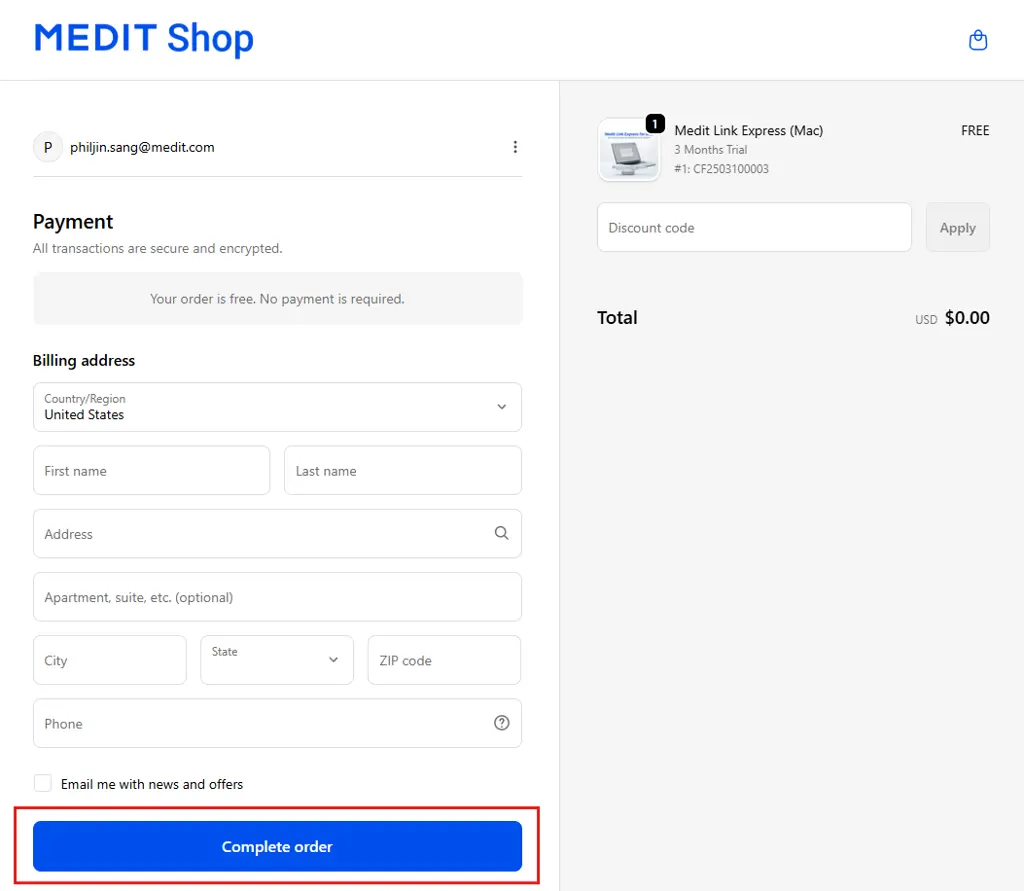 Medit Express for Mac payment 5-2.webp